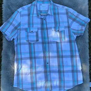 Guess Mint and Gray Striped button down